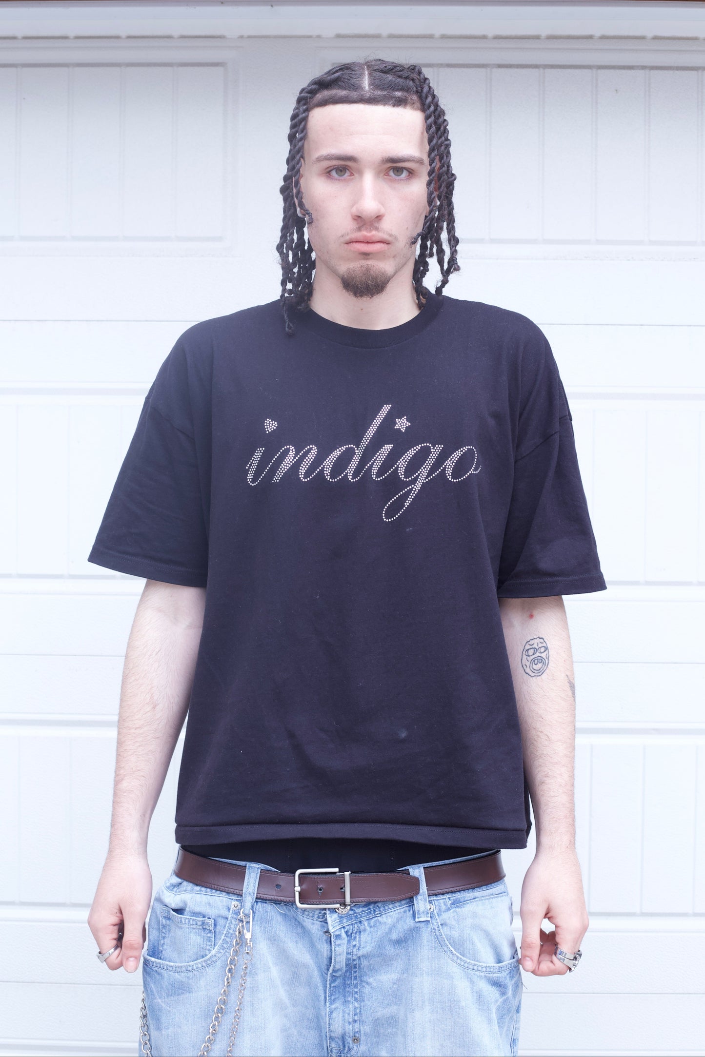 Indigo Rhinestone Baggy Tee